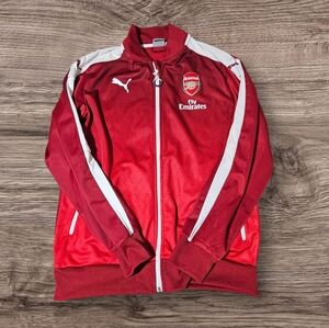 Arsenal FC Sweater Jacket Zip Up Red White Long Sleeve Mens M Puma